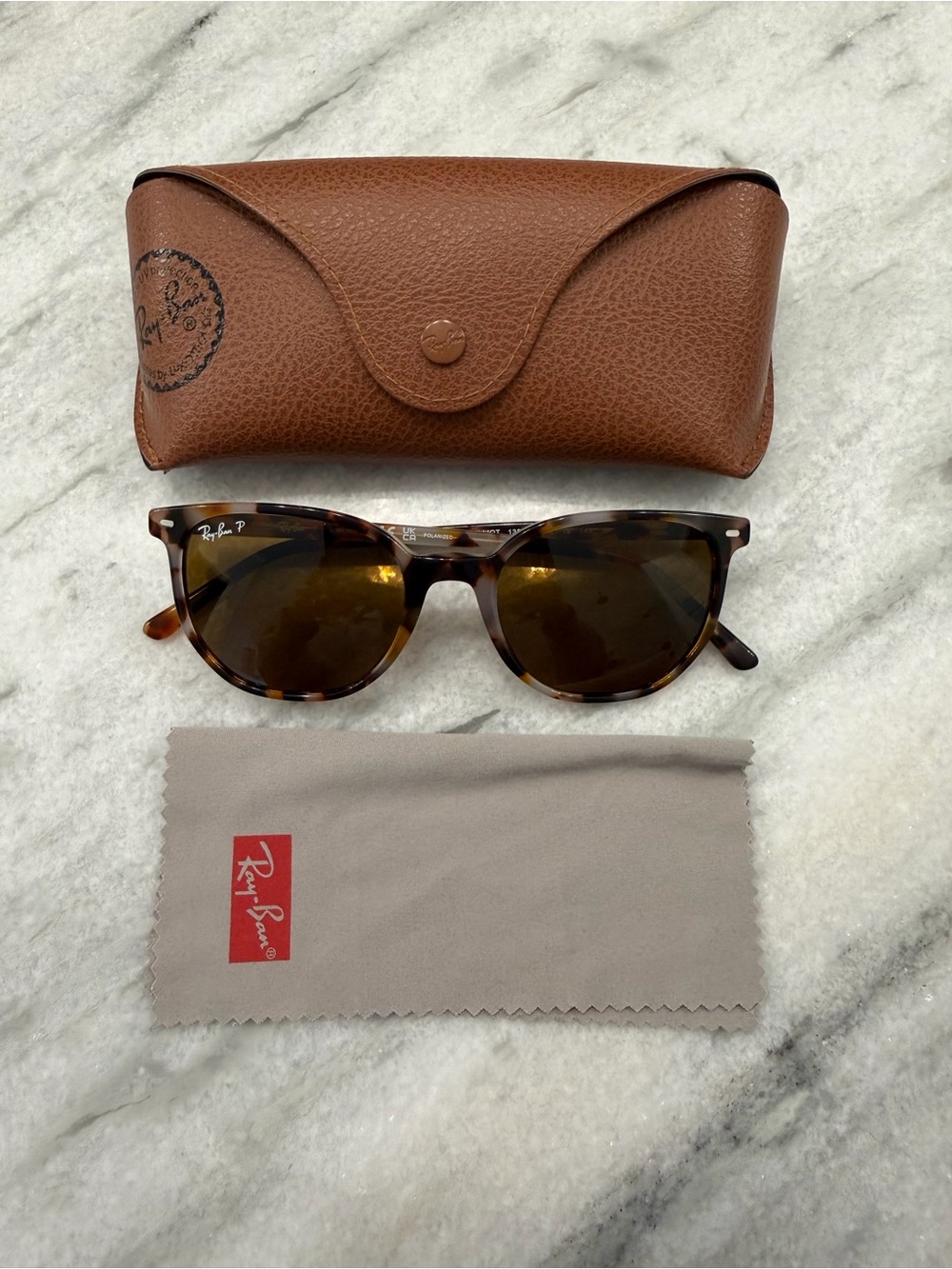 Ray-Ban Tortoise Shell Sunglasses with Brown Case